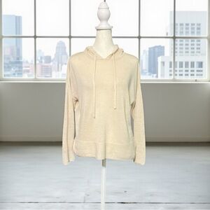 Tahari Linen/Rayon Hooded Knit Pullover in Cream Size Small